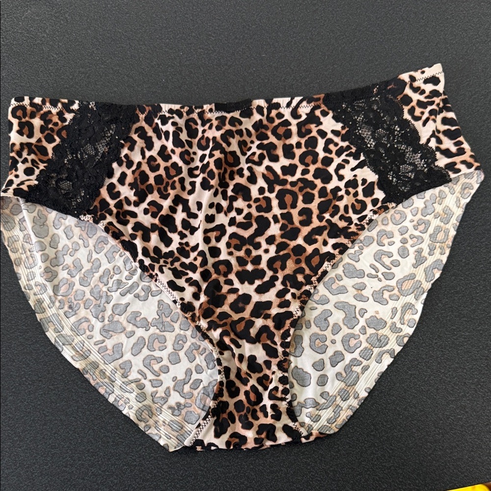 Secret Treasures Leopard Print Panties with Black Lace